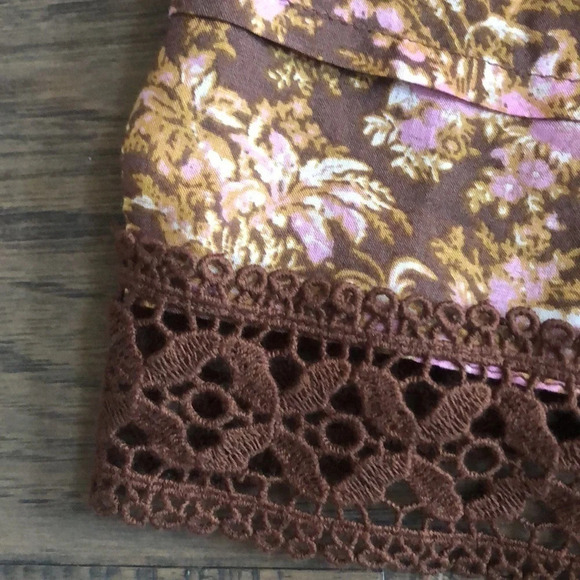 Free People Shea floral dress chocolate combo Medium New with Tags - Picture 8 of 13